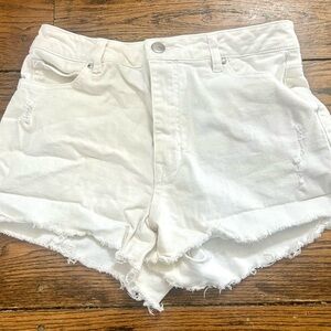 High Waist White Denim Shorts